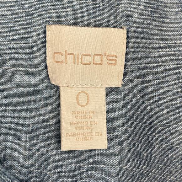 CHICO'S Denim Shirt Size 0 or US Small Button Down Y2K Embroidered - Picture 10 of 11